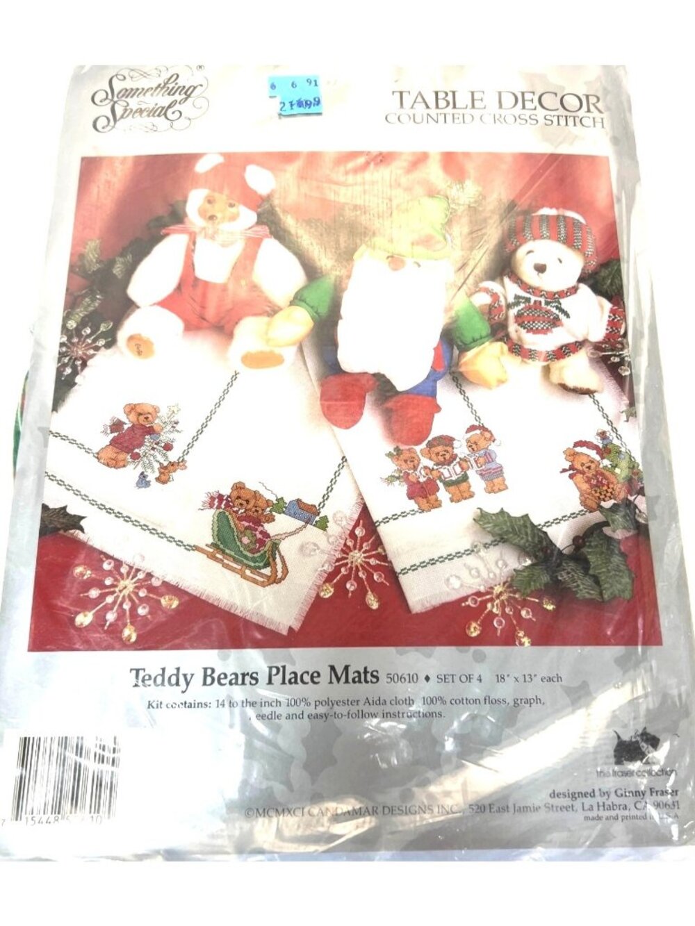 Teddy Bears Place Mats Counted Cross Stitch Kit Set Of 4 By Candamar Designs